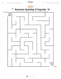 Ramona Quimby, 8 Yaşında (roman) yazdırılabilir çalışma sayfası önizlemesi