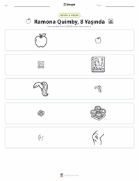 Ramona Quimby, 8 Yaşında (roman) yazdırılabilir çalışma sayfası önizlemesi