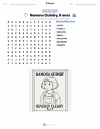 Prévia da folha de atividades imprimível Ramona Quimby, Oito Anos (romance)