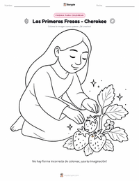 Página para colorear de Las Primeras Fresas - Cherokee para niños