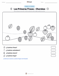 Vista previa de la hoja de trabajo imprimible de Las Primeras Fresas - Cherokee