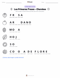 Vista previa de la hoja de trabajo imprimible de Las Primeras Fresas - Cherokee