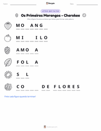 Prévia da folha de atividades imprimível Os Primeiros Morangos - Cherokee
