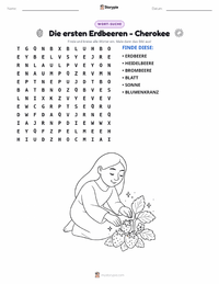 Die ersten Erdbeeren - Cherokee druckbare Arbeitsblatt Vorschau