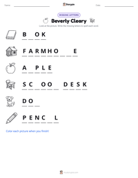 Beverly Cleary printable worksheet preview