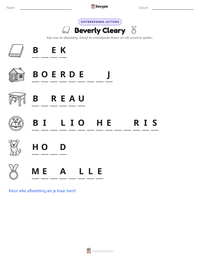 Beverly Cleary afdrukbare werkblad voorbeeld