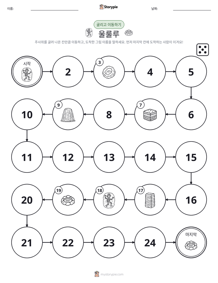 주사위 굴리고 이동하기 게임