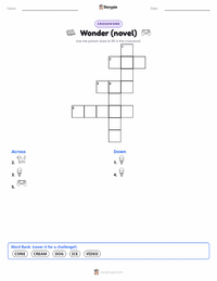 Wonder (novel) printable worksheet preview