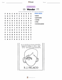 Wonder (roman) afdrukbare werkblad voorbeeld