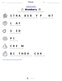 Strawberry printable worksheet preview