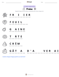 Aperçu de la feuille de travail imprimable Fraise