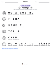 Prévia da folha de atividades imprimível Morango