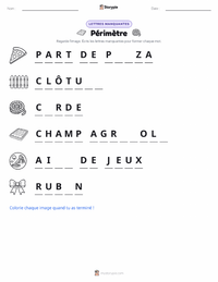 Aperçu de la feuille de travail imprimable Périmètre