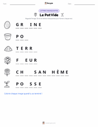 Aperçu de la feuille de travail imprimable Le Pot Vide