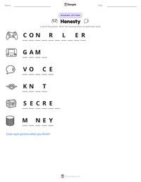 Honesty printable worksheet preview
