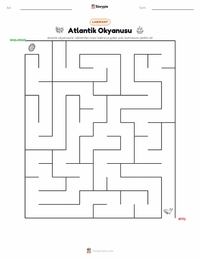 Atlantik Okyanusu yazdırılabilir çalışma sayfası önizlemesi