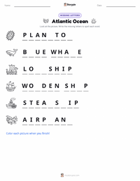 Atlantic Ocean printable worksheet preview