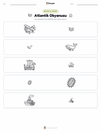 Atlantik Okyanusu yazdırılabilir çalışma sayfası önizlemesi