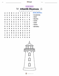 Atlantik Okyanusu yazdırılabilir çalışma sayfası önizlemesi