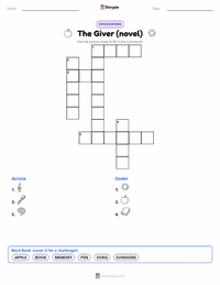 The Giver (novel) printable worksheet preview