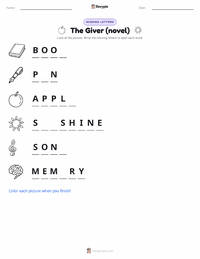 The Giver (novel) printable worksheet preview