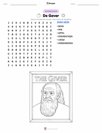 The Giver (roman) afdrukbare werkblad voorbeeld