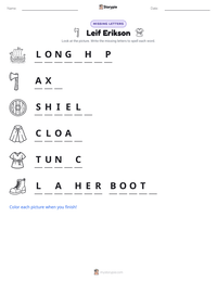 Leif Erikson printable worksheet preview
