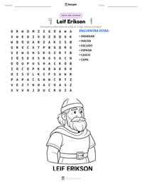 Vista previa de la hoja de trabajo imprimible de Leif Erikson