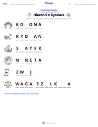 Podgląd drukowalnego arkusza ćwiczeń Hieron II z Syrakuz