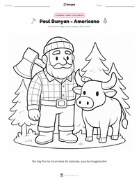 Página para colorear de Paul Bunyan - Americano para niños