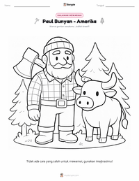 Halaman mewarnai Paul Bunyan - Amerika untuk anak-anak
