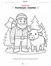 Paul Bunyan - Amerikalı çocuklar için boyama sayfası