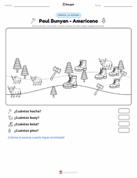 Vista previa de la hoja de trabajo imprimible de Paul Bunyan - Americano