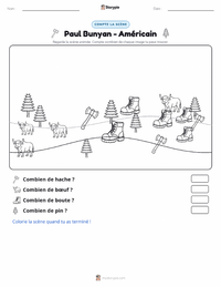 Aperçu de la feuille de travail imprimable Paul Bunyan - Américain