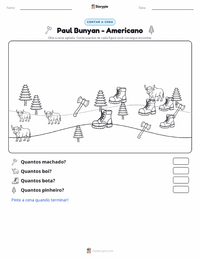 Prévia da folha de atividades imprimível Paul Bunyan - Americano