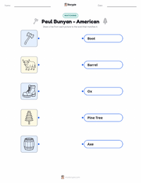 Paul Bunyan - American printable worksheet for kids