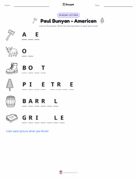 Paul Bunyan - American printable worksheet preview