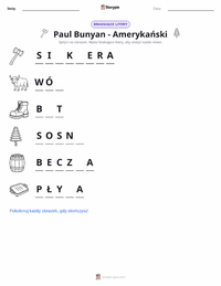 Podgląd drukowalnego arkusza ćwiczeń Paul Bunyan - Amerykański