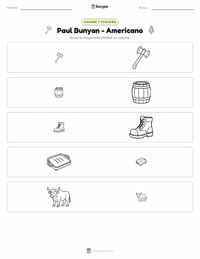 Vista previa de la hoja de trabajo imprimible de Paul Bunyan - Americano