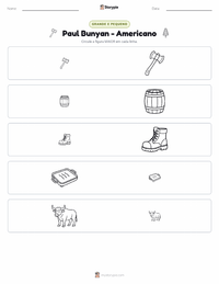 Prévia da folha de atividades imprimível Paul Bunyan - Americano