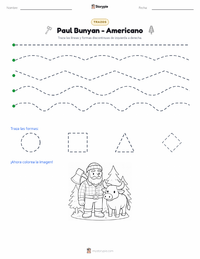 Vista previa de la hoja de trabajo imprimible de Paul Bunyan - Americano