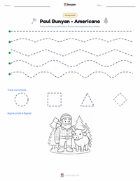 Prévia da folha de atividades imprimível Paul Bunyan - Americano