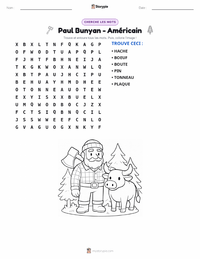 Aperçu de la feuille de travail imprimable Paul Bunyan - Américain