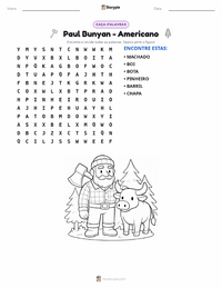 Prévia da folha de atividades imprimível Paul Bunyan - Americano