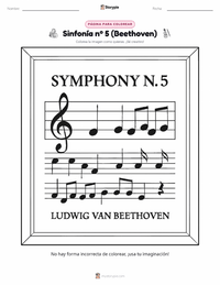 Página para colorear de Sinfonía n.º 5 (Beethoven) para niños