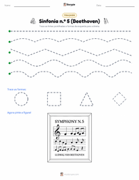Prévia da folha de atividades imprimível Sinfonia n.º 5 (Beethoven)