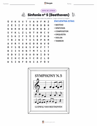 Vista previa de la hoja de trabajo imprimible de Sinfonía n.º 5 (Beethoven)