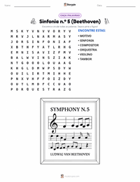 Prévia da folha de atividades imprimível Sinfonia n.º 5 (Beethoven)