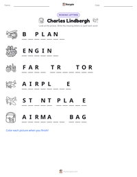 Charles Lindbergh printable worksheet preview