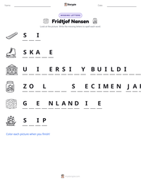 Fridtjof Nansen printable worksheet preview